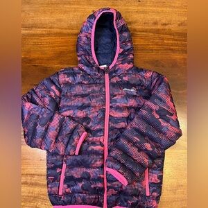 Eddie Bauer Girls Pink  Size 6-8 Down Puffer Coat With Hood